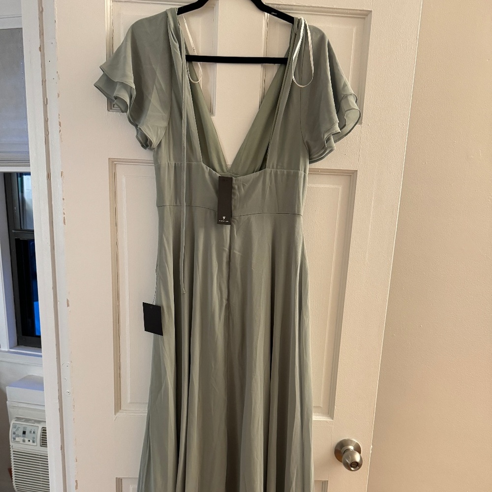 Lulus Promise Of Love Sage Brush Flutter Sleeve Maxi Dress